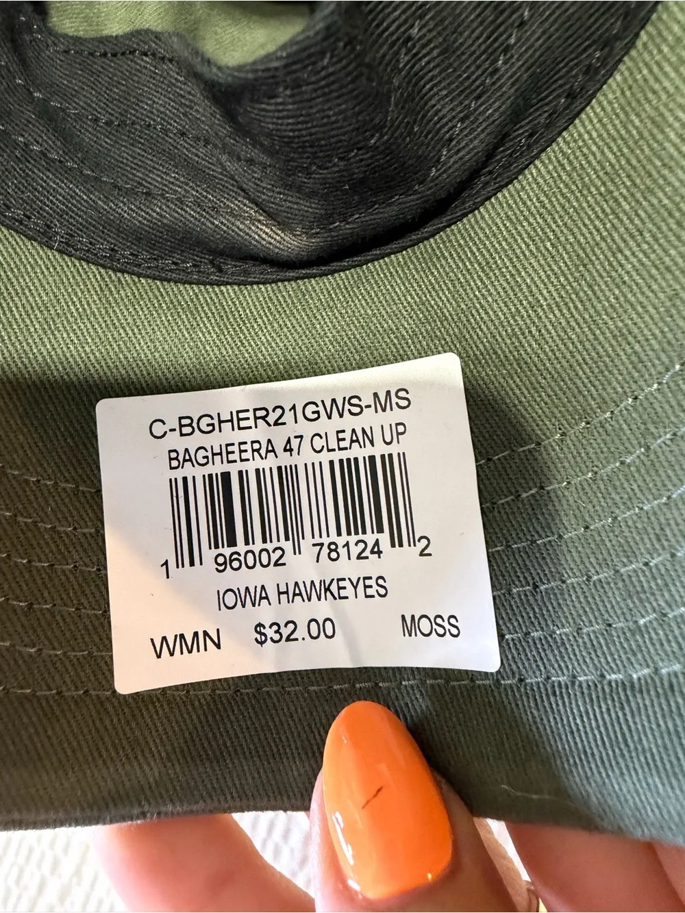47 Women's Camo Cap with Black and Cream Hawkeye Logo